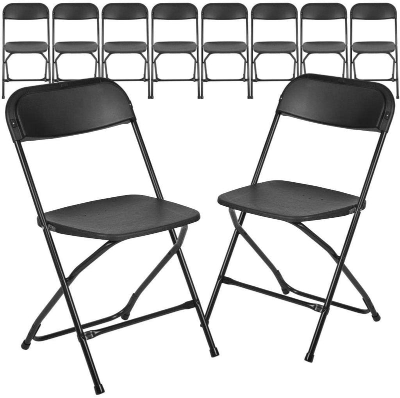10 Pack White Plastic Folding Chair Indoor Outdoor Portable Stackable Commercial Seat