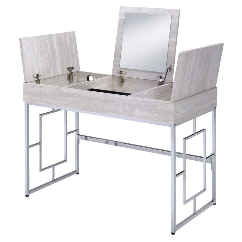 Vanity Desk with Built in USB and Mirror Flip Top Compartment, Makeup Organizer Table