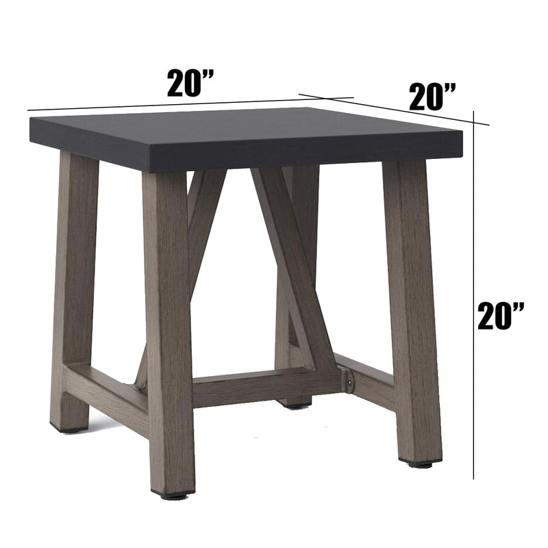 Faux Concrete Tabletop Patio Accent Table - Metal Frame - for Living Room Dining Outdoor